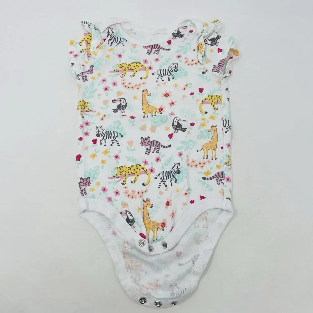 Members Mark Baby Girls 12 Months 5 Pack Animal Print/Floral Bodysuits Pink 2275